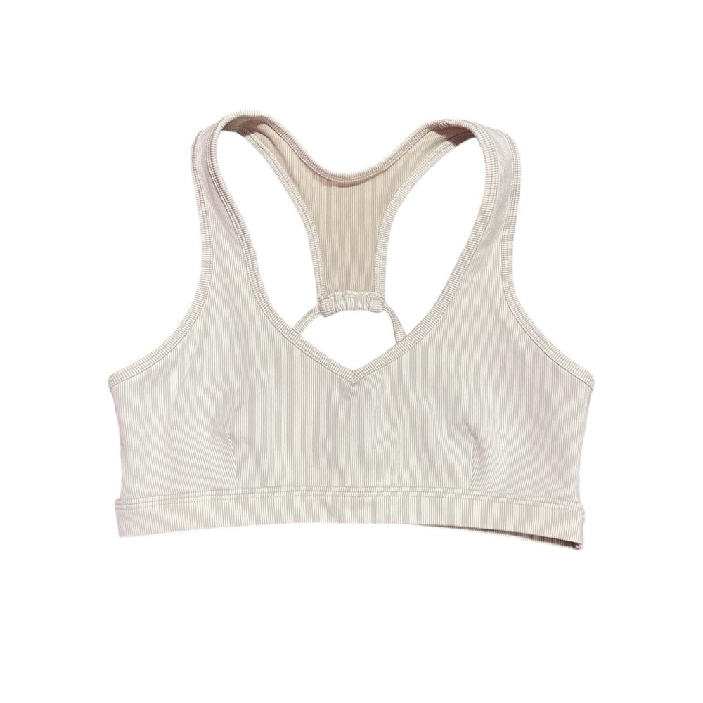 Bombshell Sportswear Sports Bra Women's Medium Off White Beige Ribbed Cut-Out